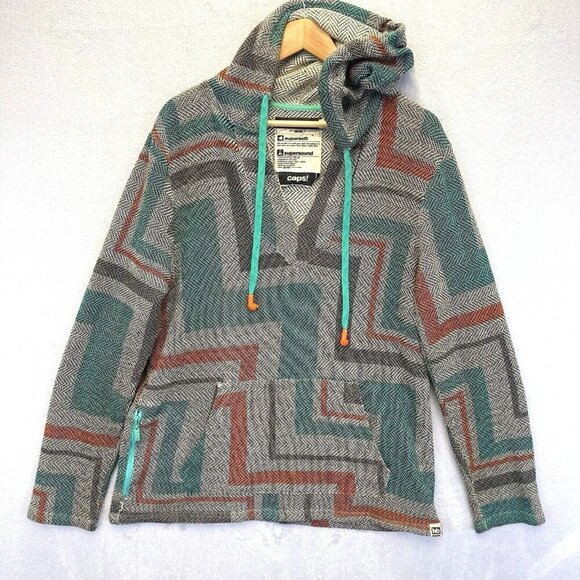 Hoodiebuddie Boho Sweater Mens Large Colorful Pullover Hooded Gorpcore Cabincore - Picture 1 of 9